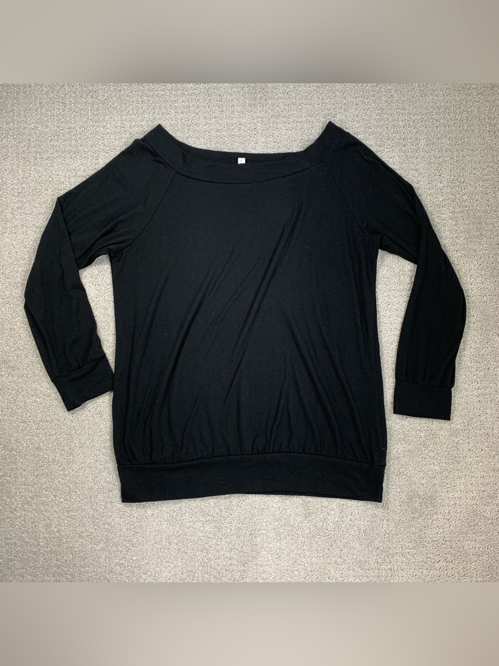 Halife Black Boat Neck Off-the-Shoulder Pullover Top Shirt women’s Large